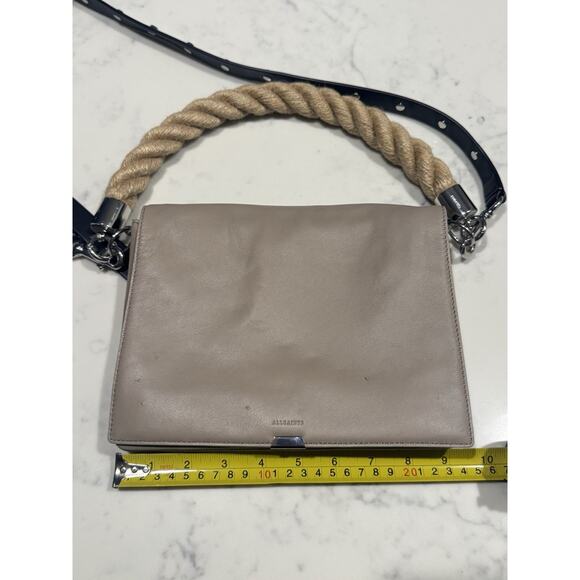 All Saints Harri Crossbody Bag Tan Black Rope Handle Purse Handbag Allsaints - Picture 4 of 13